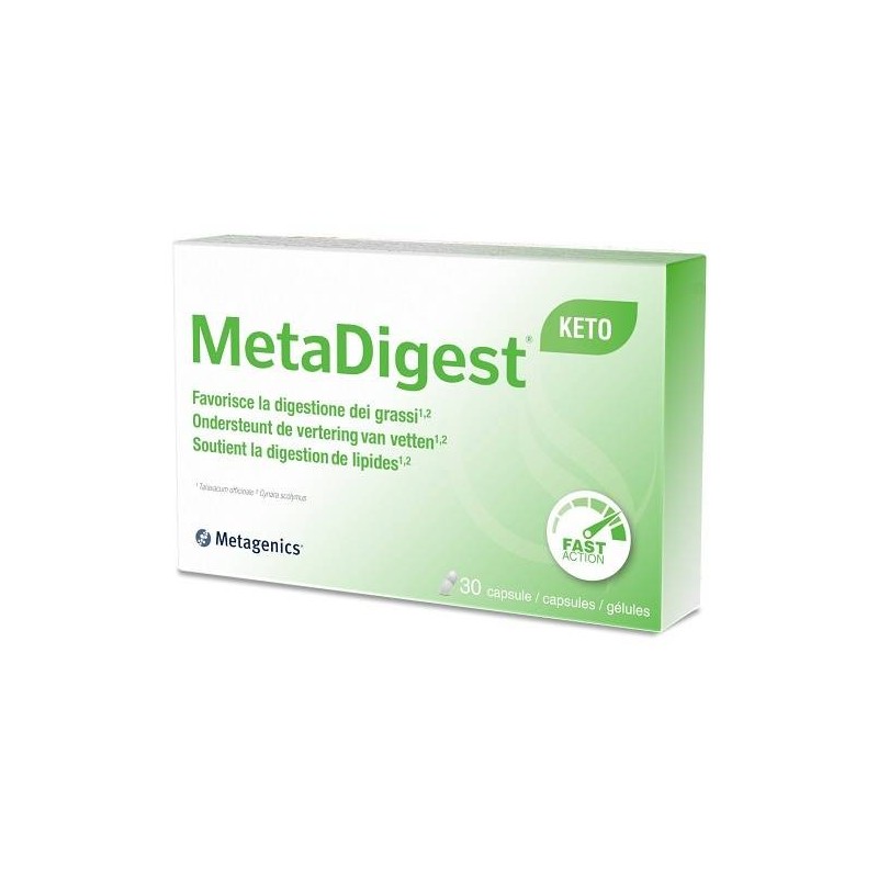 Metagenics MetaDigest Keto, confezione da 30 capsule per la digestione dei grassi.