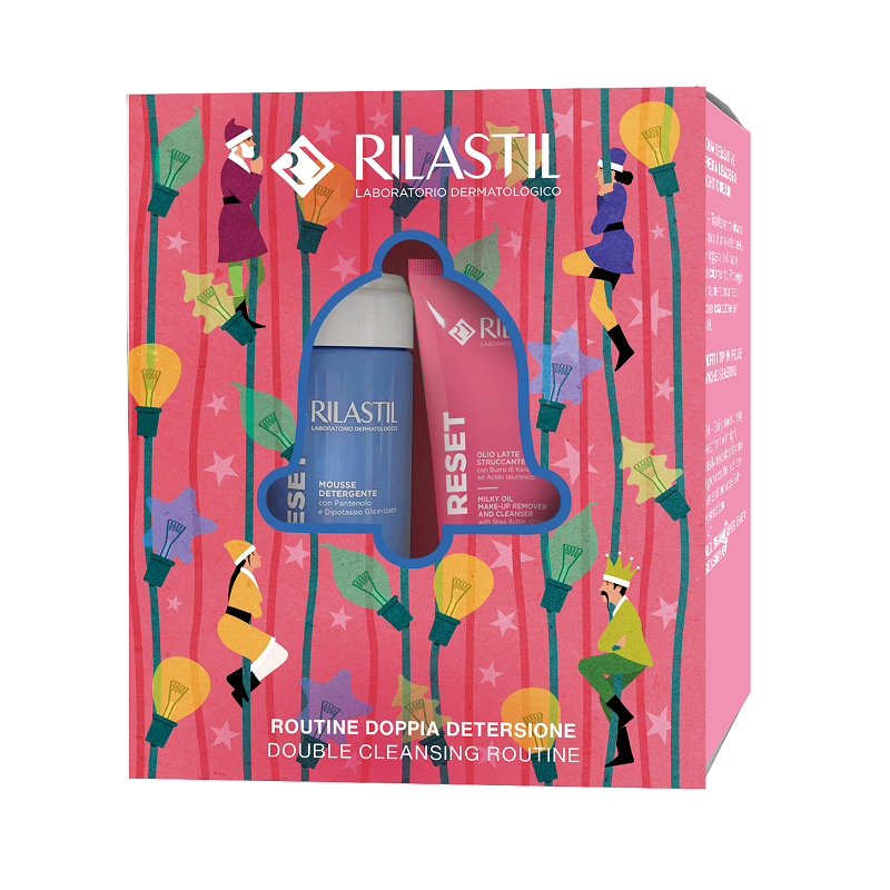 Rilastil Skin Reset Cofanetto Natale con Olio Latte Struccante 100 ml e Mousse Detergente 165 ml
