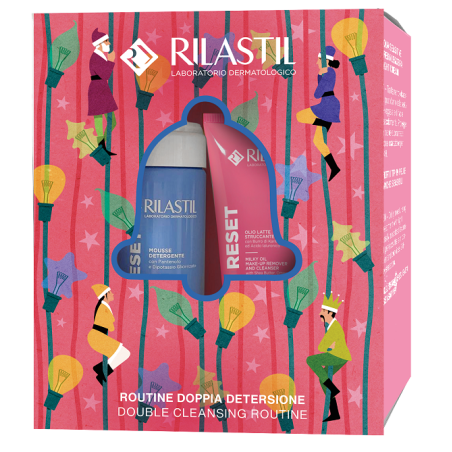 Rilastil Skin Reset Cofanetto Natale con Olio Latte Struccante 100 ml e Mousse Detergente 165 ml