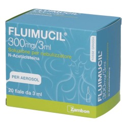 Fluimucil 300 mg/3 ml soluzione per nebulizzatore Zambon, confezione da 20 fiale da 3 ml