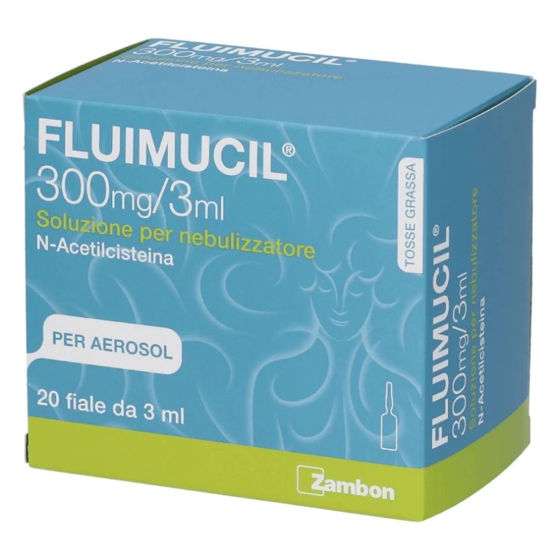 Fluimucil 300 mg/3 ml soluzione per nebulizzatore Zambon, confezione da 20 fiale da 3 ml